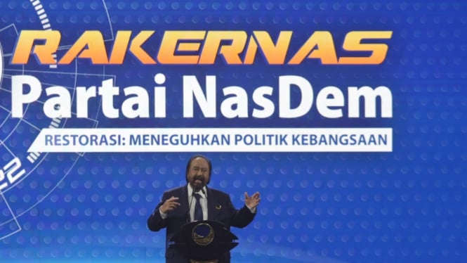 Surya Paloh Ketua Umum Nasdem di Rakernas Nasdem