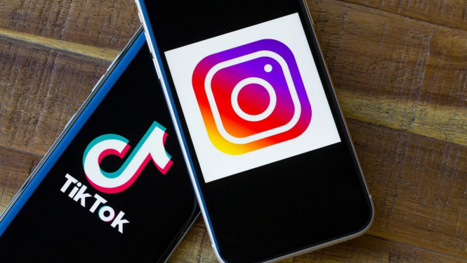 Logo Instagram dan TikTok.