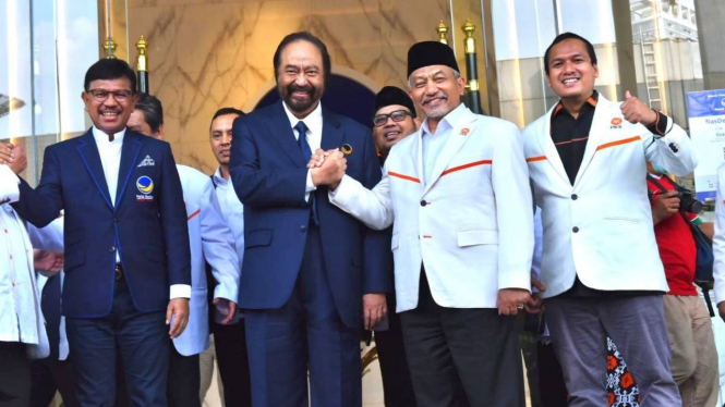 Ketum Nasdem Surya Paloh dan Presiden PKS Ahmad Syaikhu.