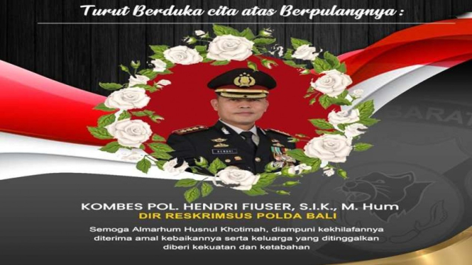 Dirkrimsus Polda Bali Komisaris Besar Polisi Hendri Fiuser meninggal dunia