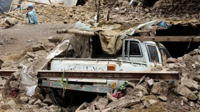 Kondisi hancur porak-poranda di Provinsi Khost Afghanistan akibat gempa