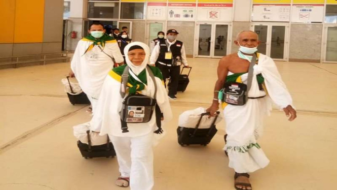 Jemaah haji asal Lombok tiba di Bandara  KIAA Jeddah Arab Saudi