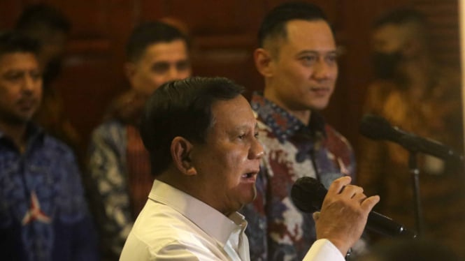 Ketum Gerindra Prabowo Subianto dan Ketum Demokrat AHY.