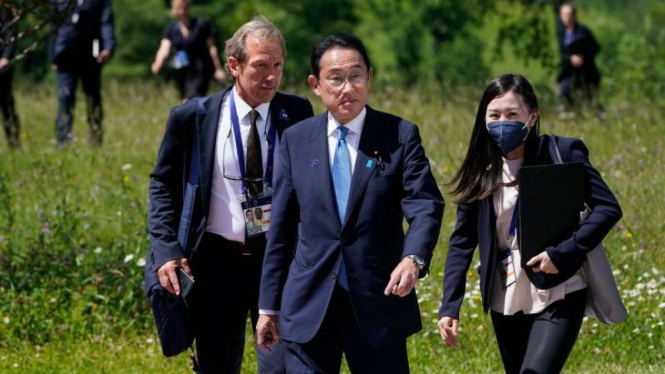 PM Jepang Fumio Kishida saat menghadiri pertemuan G7 di Elmau, Jerman