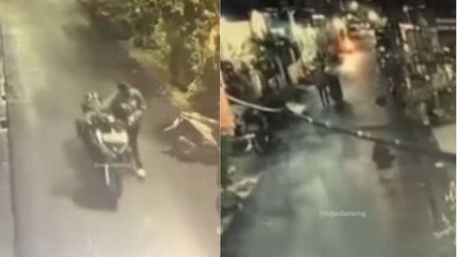 Viral pencuri sepeda motor menuntun motor hasil curiannya