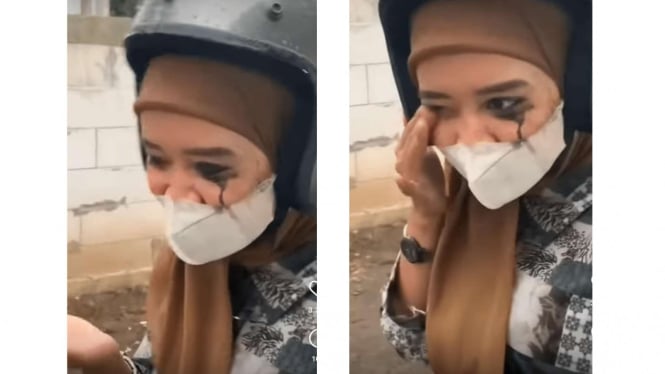 Video viral seorang wanita dengan make up yang luntur