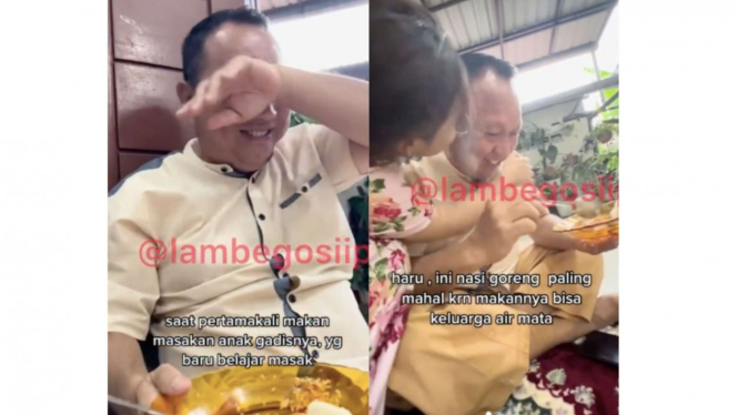 Video searing ayah menangis makan masarna Pertama anak gadisnya