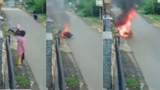 Viral motor habis terbakar karena taruh hp di jok