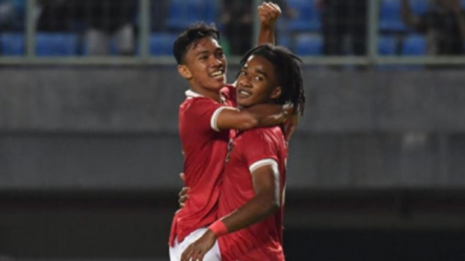 Selebrasi pemain Timnas Indonesia U-19