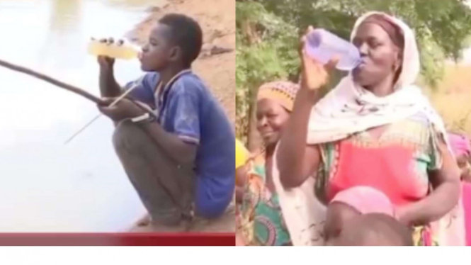 Warga Ghana Meminum Air Bersih untuk peratam kalinya
