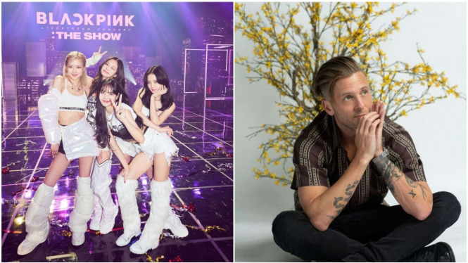 kolase foto BLACKPINK dan Ryan Tedder