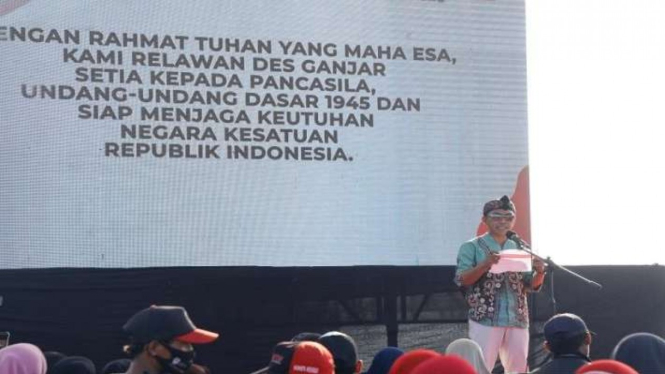 Deklarasi dukungan masyarakat perdesaan di Pulau Madura, Jawa Timur, untuk Ganja Deklarasi dukungan masyarakat perdesaan di Pulau Madura, Jawa Timur, untuk Ganjar Pranowo agar maju sebagai calon presiden pada pemilu tahun 2024, Kamis, 7 Juli 2022.