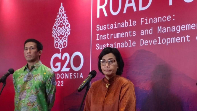 Menteri Keuangan Sri Mulyani di FMCG G20 di Bali.