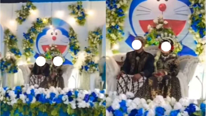 Viral gambar Doraemon sebagai dekorasi nikahan