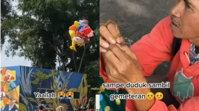 Bapak penjual balon gas viral di media sosial akibat dagangannya terlepas