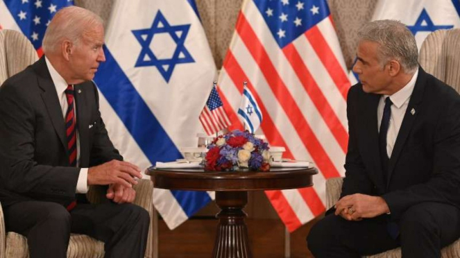 Militares VIVA: Presidente dos EUA, Joe Biden, e Primeiro Ministro de Israel, Yair Lapeer