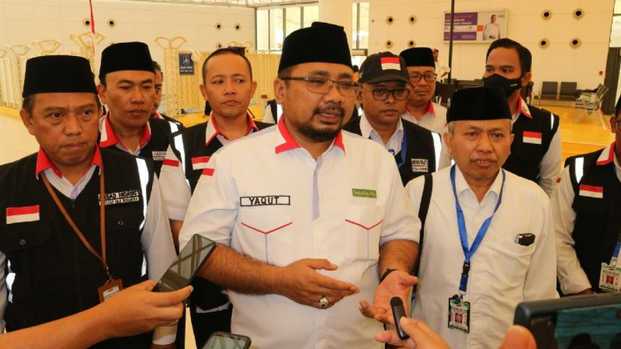 Menteri Agama RI, Yaqut Cholil Qoumas melepas kepulangan jemaah haji Indonesia