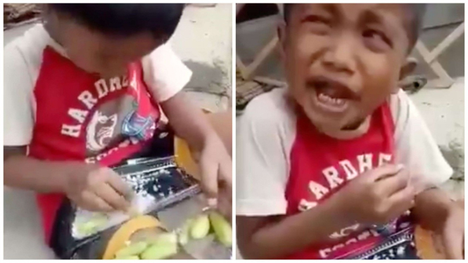 seorang bocah makan belimbing wuluh