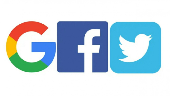 Logo Google, Facebook, Twitter.