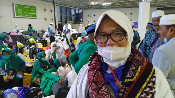 Jemaah Indonesia asal Tulungagung, Anis Mufidah di Bandara Jeddah
