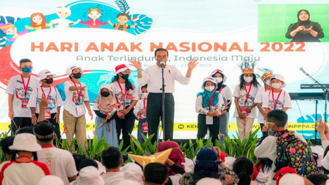 Presiden Joko Widodo saat peringatan Hari Anak Nasional 2022. 