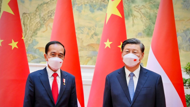 Presiden RI, Joko Widodo bertemu dengan Presiden China, Xi Jinping.