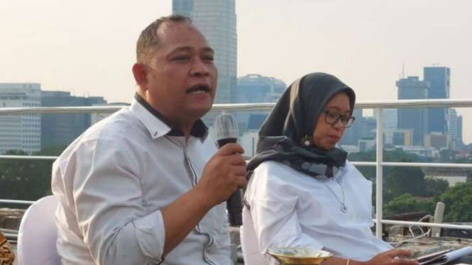Anggota Bawaslu RI Totok Hariyono menjadi narasumber diskusi media mengenai tahapan pendaftaran, verifikasi, dan penetapan partai politik yang digelar KPU RI di Jakarta, Kamis, 28 Juli 2022.