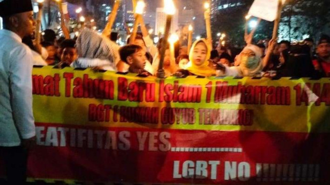 Pawai Obor Warga Tanah Abang di Kawasan Dukuh Atas