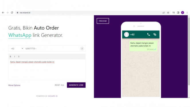 Cara membuat link Whatsapp menggunakan wa.wizard.id
