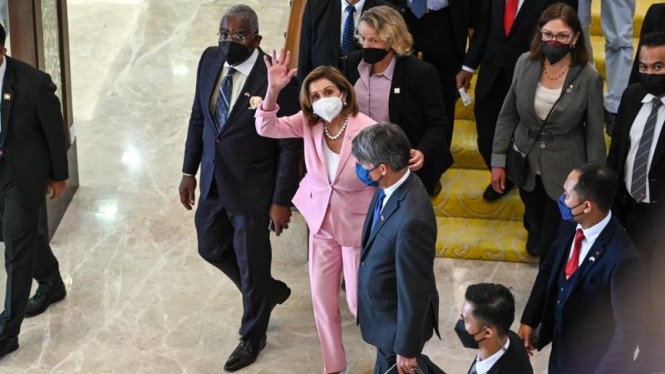 Ketua DPR Amerika Serikat (AS), Nancy Pelosi, di gedung Parlemen Malaysia.