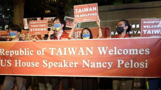 Publik Taiwan menyambut ramai kedatangan Ketua DPR AS Nancy Pelosi