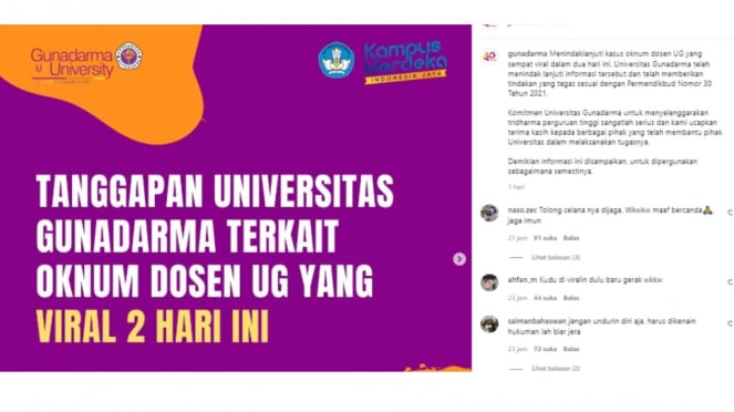 Viral Dosen Gunadarma Lakukan Pelecehan Seksual Ke Mahasiswi