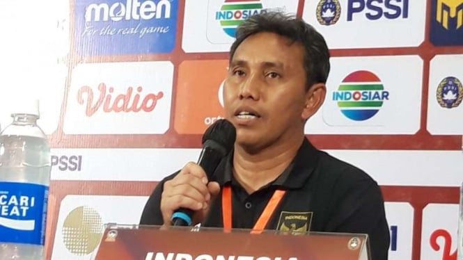 Pelatih Timnas Indonesia U-16, Bima Sakti Tukiman.