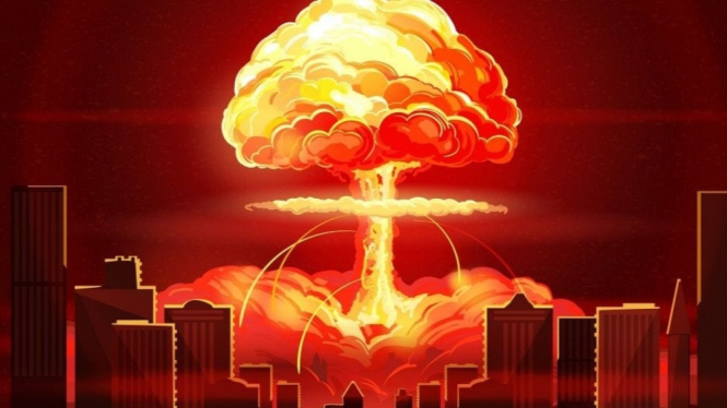 Ilustrasi Bom Atom di Hiroshima dan Nagasaki.