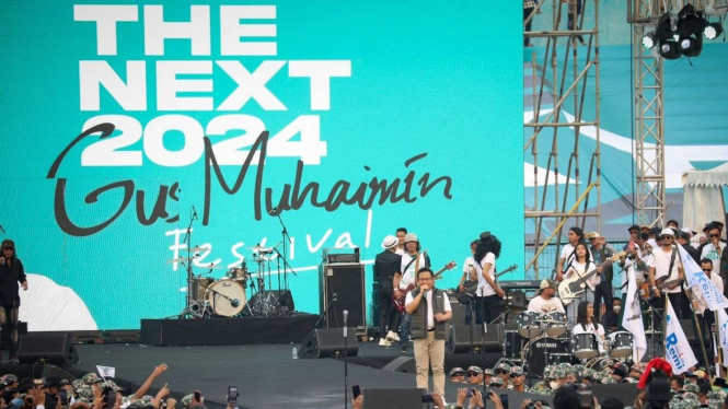 Ketua Umum Muhaimin Iskandar atau Gus Muhaimin dalam acara Gus Muhaimin Festival The Next 2024 di Gelora Delta Sidoarjo, Jawa Timur, Sabtu, 6 Agustus 2022.