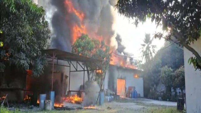 Sebuah pabrik cat di Tangerang terbakar pada Rabu, 10 Agustus 2022.