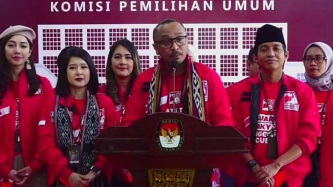 Tangkapan layar - Jumpa pers para petinggi PSI usai mendaftar sebagai peserta pemilu ke KPU di Jakarta, Rabu, 10 Agustus 2022.