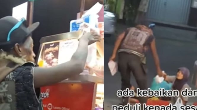 Anak punk beri makanan ke ibu-ibu pinggir jalan