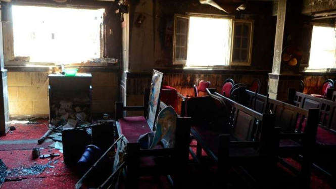 Puing kebakaran Gereja Koptik Abu Sefein di Mesir yang tewaskan 40 orang