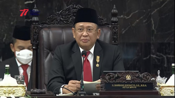 Ketua MPR RI Bambang Soesatyo saat memimpin sidang tahunan MPR 2022