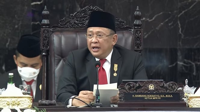 Ketua MPR RI Bambang Soesatyo saat memimpin sidang tahunan MPR 2022