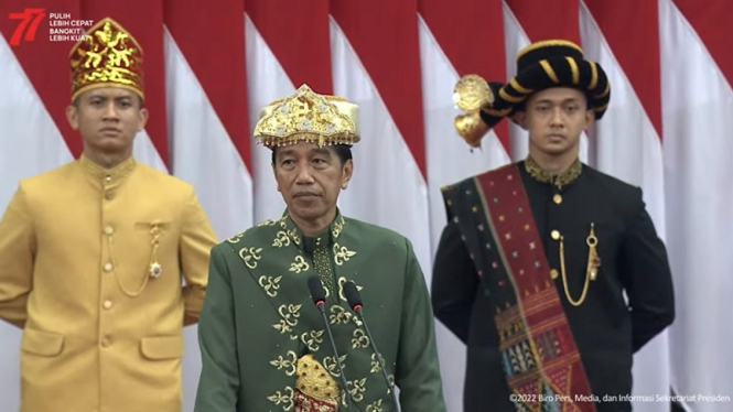 Presiden Jokowi menyampaikan pidato kenegaraan di Sidang Tahunan MPR 2022