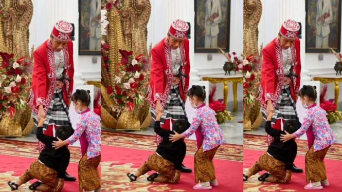 Presiden Jokowi dan Kedua Cucunya