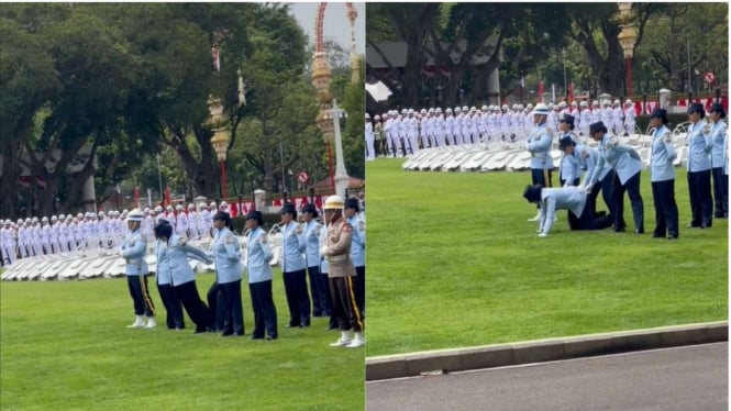 Wanita TNI Menolak Pingsan saat Upacara Bendera, Netizen: Salut