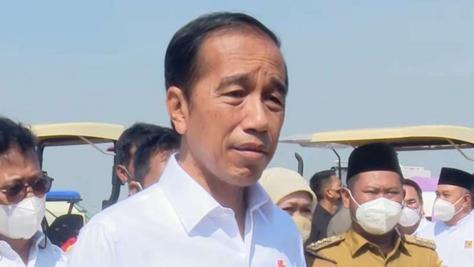 Jokowi saat meluncurkan food estate Mangg di Gresik