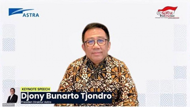 Presdir Astra, Djony Bunarto Tjondro saat memberi sambutan Awarding Astranauts