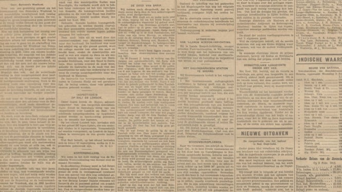 Salah satu kliping koran berbahasa Belanda, Het Vaderland, 4 Maret 1912 yang memuat berita kematian Sarip. (sumber delpher)