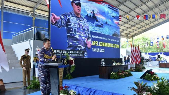 VIVA Militer: Kasal Laksamana TNI Yudo Margono saat memberikan pengarahan di AKS
