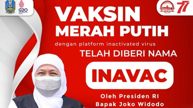  Poster ungkapan bangga Gubernur Jatim Khofifah Indar Parawansa soal Inavac.