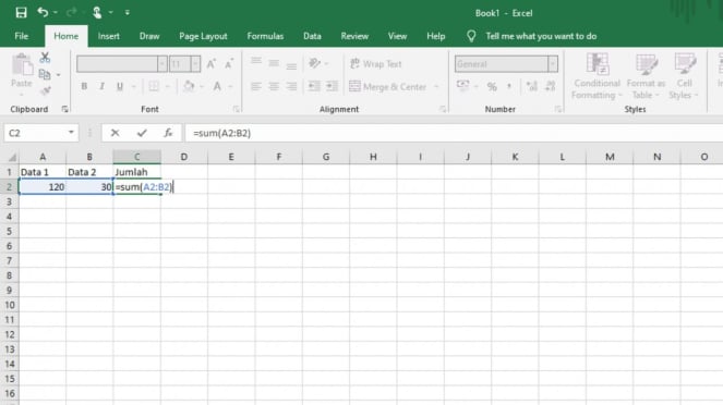 rumus penjumlahan di excel
